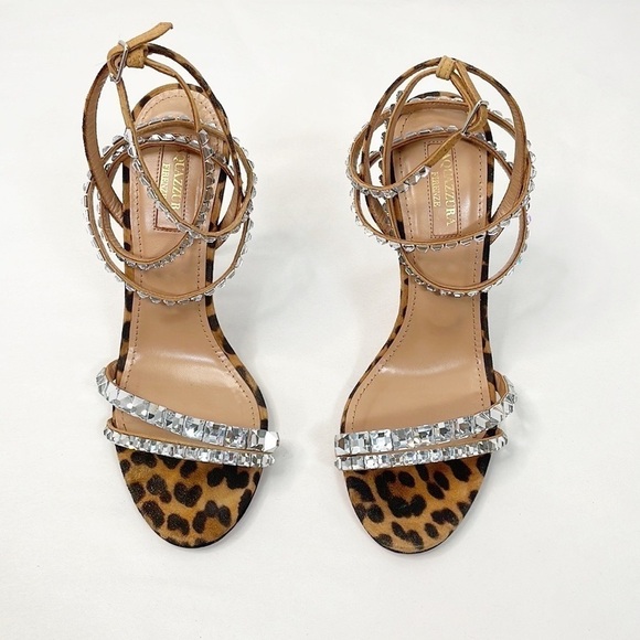 Aquazzura So Vera 105 Crystal Embellished Leopard Heels - Picture 2 of 9